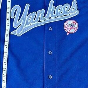 MLB Yankees Royal Navy Button-Up Jersey 2009 yankee stadium inaugural season